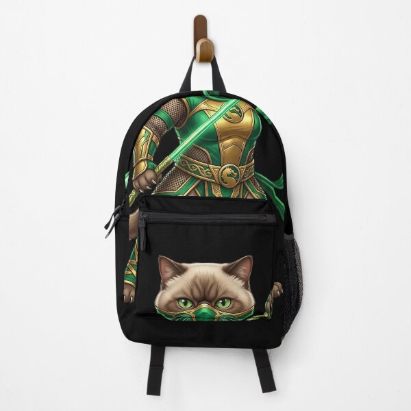 Item preview, Ninja Cat Warrior - Green Shinobi Fantasy Art designed and sold by TOOBIC.