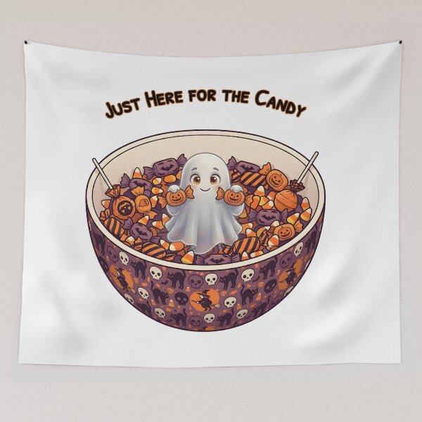 Item preview, Cute Halloween Ghost in Candy Bowl designed and sold by GuildedWordGraphics.