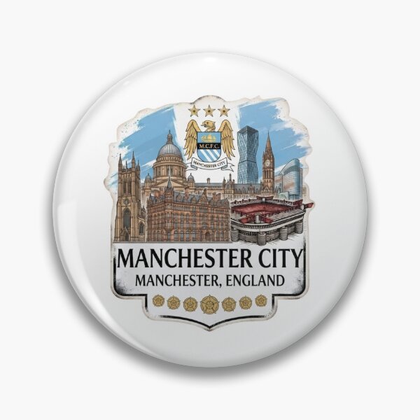 Item preview, Manchester City Skyline Vintage Eagle Football Crest designed and sold by annaarthk.