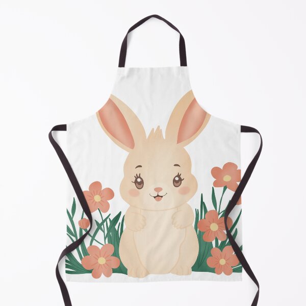 Item preview, Cute Bunny with Flowers Illustration designed and sold by DinaArtStudio.