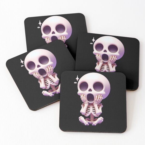 Item preview, Cute Shocked Skeleton Screaming Kawaii 3D Skull designed and sold by GrimNest.