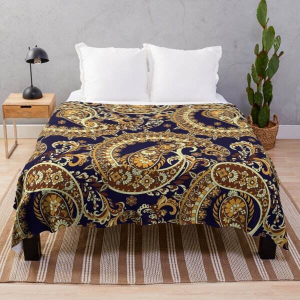 Item preview, Ornate Golden Paisley Pattern on Deep Indigo - Vintage Boho Elegance designed and sold by EK EXCLUSIVE.