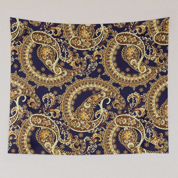 Item preview, Ornate Golden Paisley Pattern on Deep Indigo - Vintage Boho Elegance designed and sold by EK EXCLUSIVE.