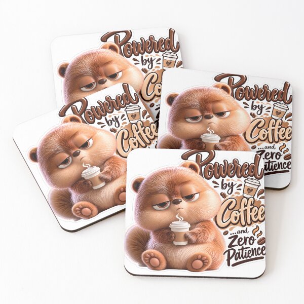 Item preview, Powered by Coffee and Zero Patience Cute Animal Design designed and sold by gerito1991bs.