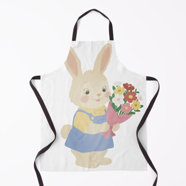 Item preview, Cute Bunny with Flower Bouquet Illustration designed and sold by DinaArtStudio.