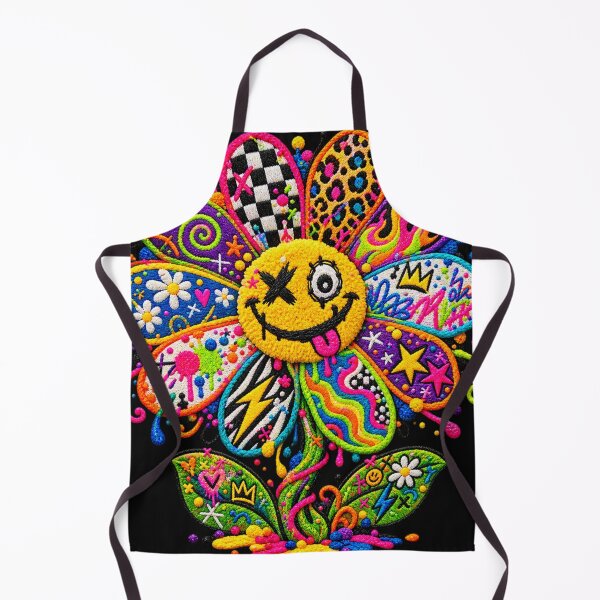 Item preview, Embroidered Graffiti Daisy – Colorful Smiley Flower Street Art designed and sold by Emoji Emblems.