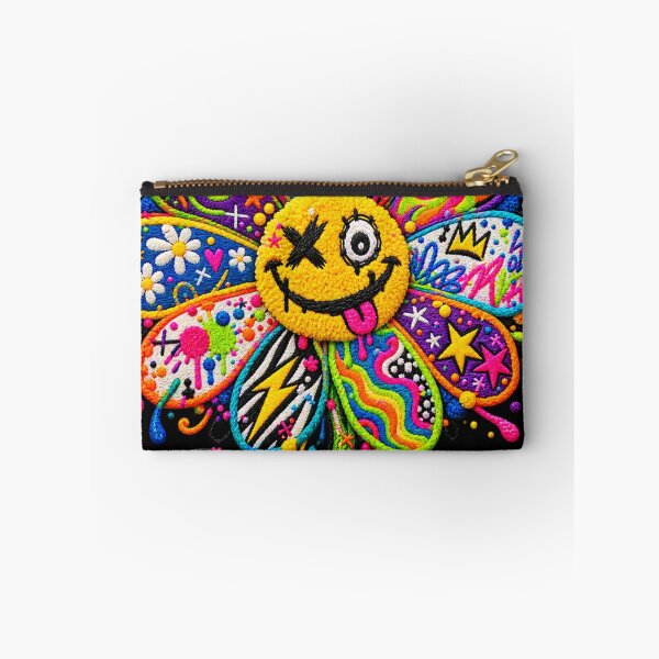 Item preview, Embroidered Graffiti Daisy – Colorful Smiley Flower Street Art designed and sold by Emoji Emblems.