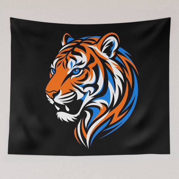 Item preview, Tiger Mascot Orange and Blue Vector designed and sold by UrbanPrts.