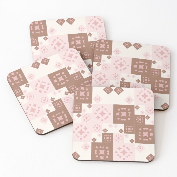 Item preview, Pink Brown Patchwork Tile Art designed and sold by PoeticRecipeST.