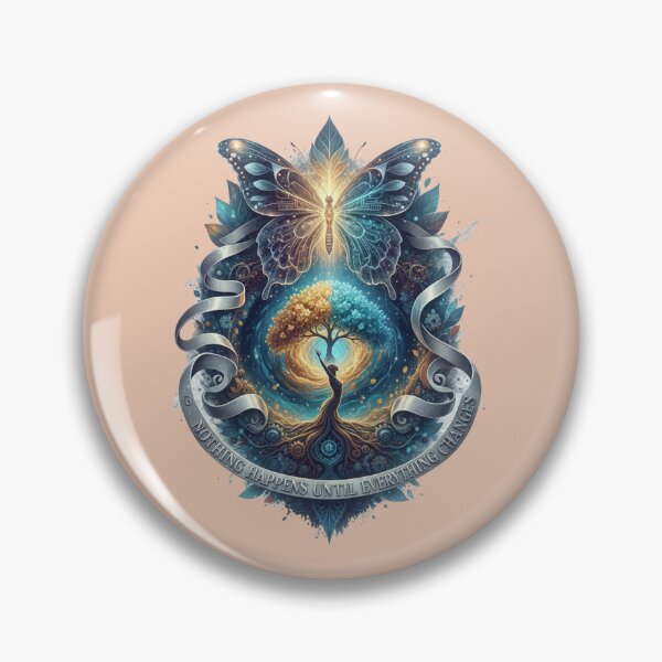 Item preview, Butterfly Tree Transformation Ribbon Quote Emblem designed and sold by Exquisite Design Studio „Paculówka”.