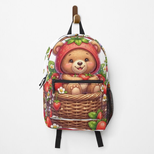 Aperçu de l'œuvre Ours en peluche avec un sweat à capuche à fraises créée et vendue par kidoramagic.