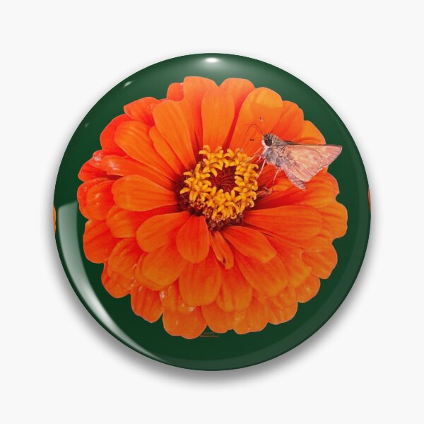 Item preview, Orange flower with moth, green background  designed and sold by Josephine Ethereal.