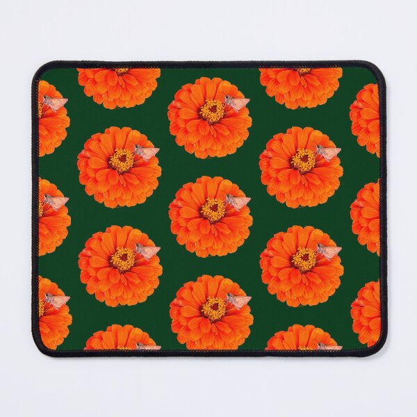 Item preview, Orange flower with moth, green background  designed and sold by Josephine Ethereal.