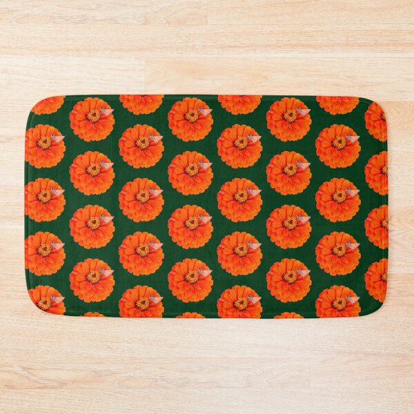 Item preview, Orange flower with moth, green background  designed and sold by Josephine Ethereal.