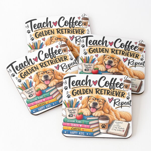 Item preview, Golden Retriever Teacher – Teach Coffee Repeat Funny Dog Gift designed and sold by FurryPrintLab-FurryPrintLabDesign.