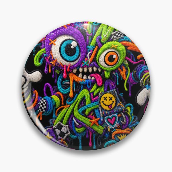 Item preview, Embroidered Graffiti Monster – Neon Street Art Creature designed and sold by Emoji Emblems.