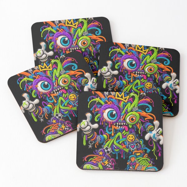 Item preview, Embroidered Graffiti Monster – Neon Street Art Creature designed and sold by Emoji Emblems.