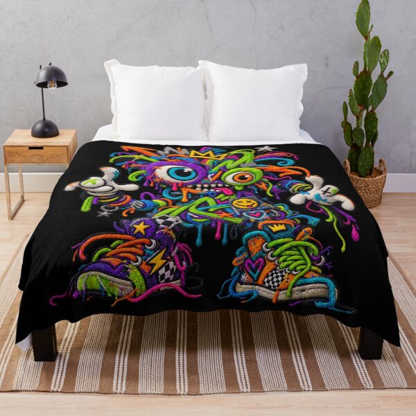 Item preview, Embroidered Graffiti Monster – Neon Street Art Creature designed and sold by Emoji Emblems.