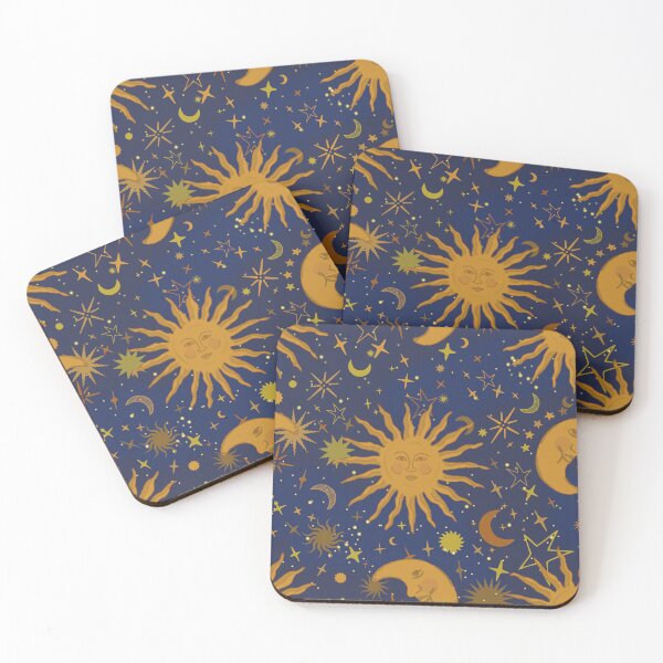 Item preview, Celestial Whimsigoth Sun Moon and Stars in Navy Blue designed and sold by YesterdayColl.