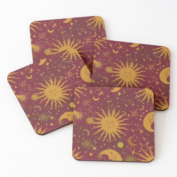 Item preview, Celestial Whimsigoth Sun Moon and Stars in Maroon Red designed and sold by YesterdayColl.