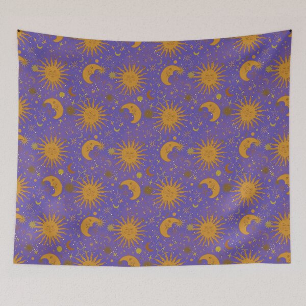 Item preview, Celestial Whimsigoth Sun Moon and Stars in Periwinkle Purple designed and sold by YesterdayColl.