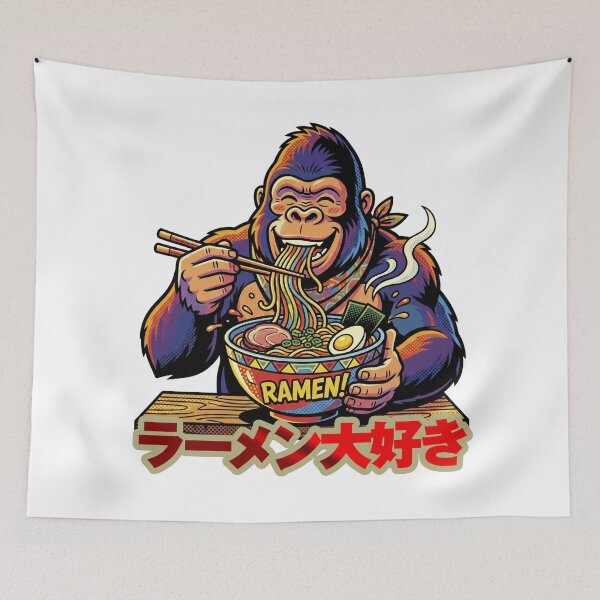 Item preview, Ramen Gorilla Japanese Food Lover Pop Art – I Love Ramen designed and sold by LOVEARTDESIGN.