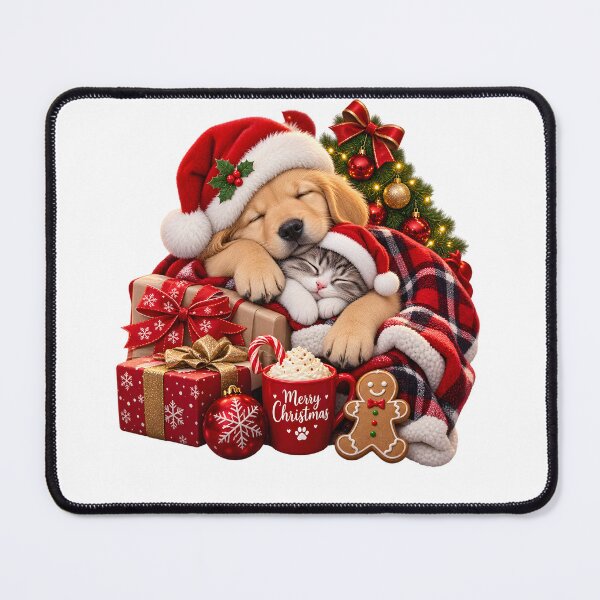 Item preview, Cute Christmas Puppy and Kitten Cozy Holiday Design designed and sold by TinyWeird.