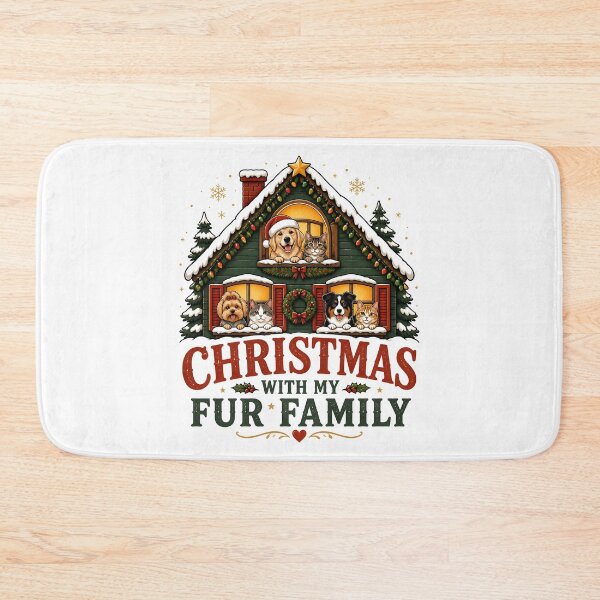 Item preview, Christmas With My Fur Family Cozy Pet Family Holiday House Design designed and sold by OliviaHayesArt.