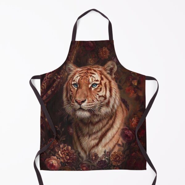Item preview, Majestic tiger painting with warm peonies designed and sold by The Real Beast Art.