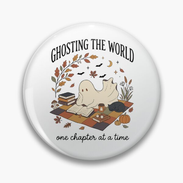 Artikelvorschau, Ghosting The World Cozy Bookish Halloween Reading Ghost entworfen und verkauft von FreshVibe Prints.