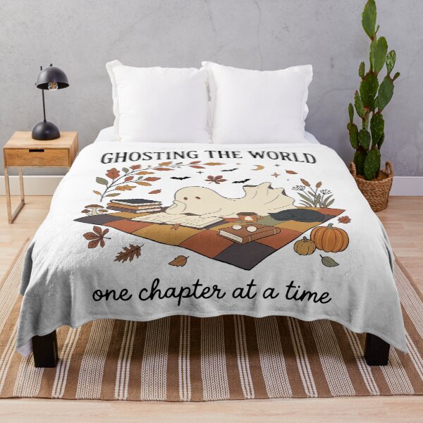 Item preview, Ghosting The World Cozy Bookish Halloween Reading Ghost designed and sold by FreshVibe Prints.