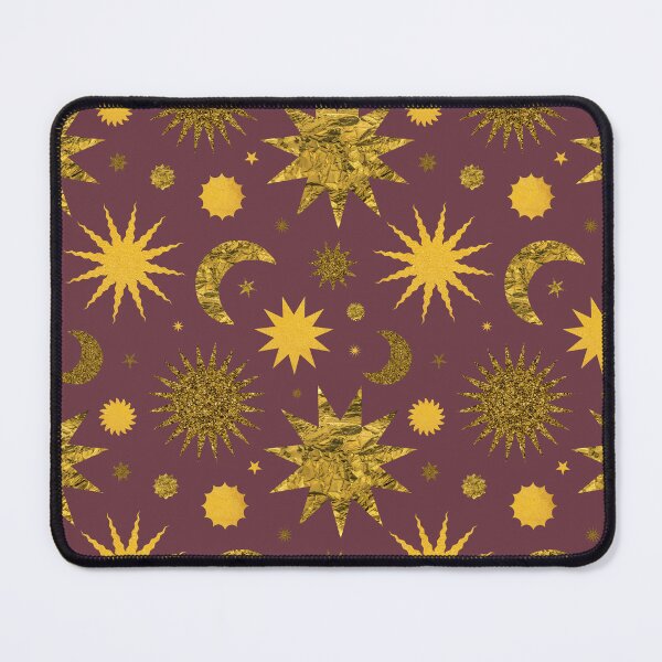 Item preview, Gold Textured Sun Moon and Stars in Oxblood designed and sold by YesterdayColl.