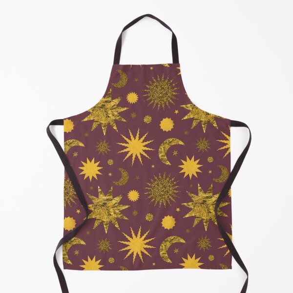 Item preview, Gold Textured Sun Moon and Stars in Oxblood designed and sold by YesterdayColl.