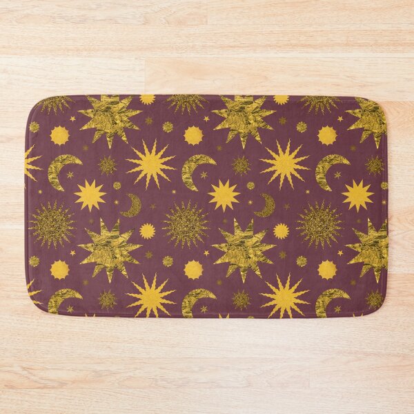 Item preview, Gold Textured Sun Moon and Stars in Oxblood designed and sold by YesterdayColl.