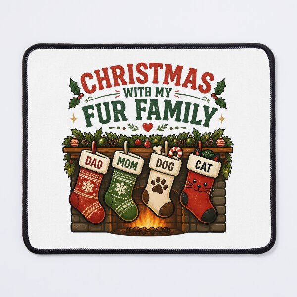 Item preview, Christmas With My Fur Family Dog Cat Family Stockings Design designed and sold by OliviaHayesArt.