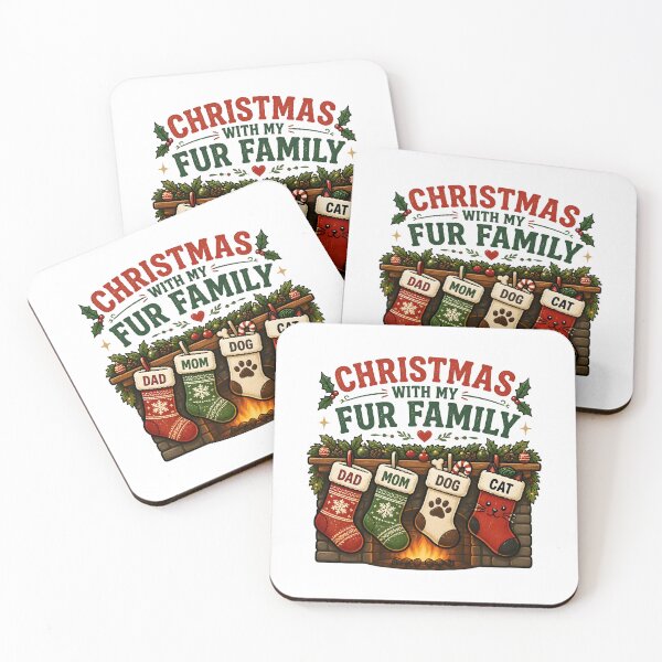 Item preview, Christmas With My Fur Family Dog Cat Family Stockings Design designed and sold by OliviaHayesArt.