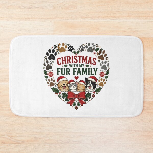 Item preview, Christmas With My Fur Family Paw Print Family Wreath Design designed and sold by OliviaHayesArt.