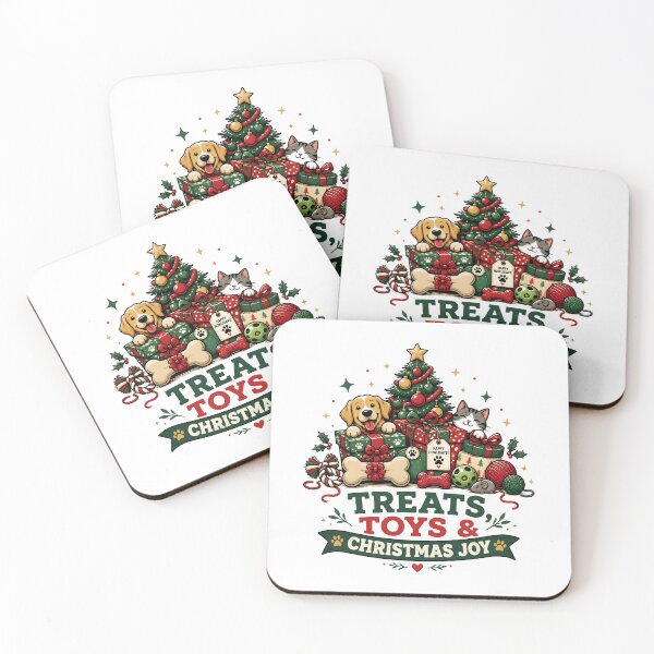 Item preview, Treats Toys and Christmas Joy Festive Pet Gift Pile Design designed and sold by OliviaHayesArt.