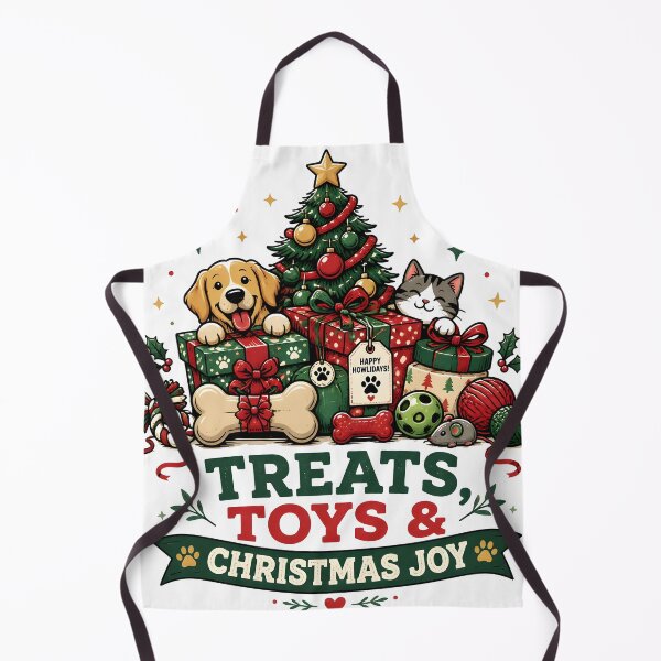 Item preview, Treats Toys and Christmas Joy Festive Pet Gift Pile Design designed and sold by OliviaHayesArt.