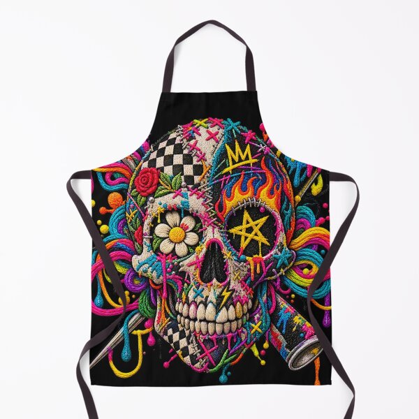 Item preview, Embroidered Graffiti Skull – Colorful Punk Street Art Skull designed and sold by Emoji Emblems.
