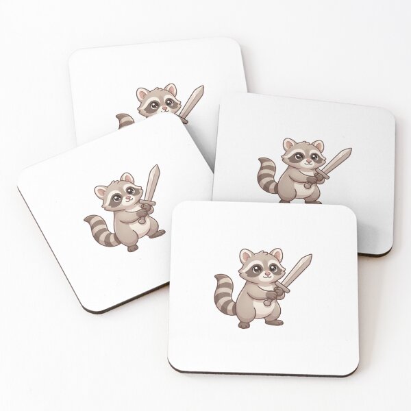 Item preview, Cute warrior raccoon holding sword  designed and sold by WoolenMittens.