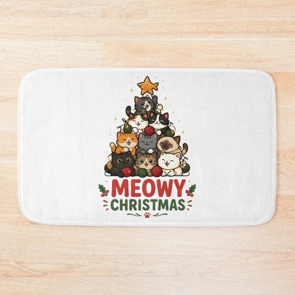 Item preview, Meowy Christmas Cute Cat Christmas Tree Design designed and sold by OliviaHayesArt.