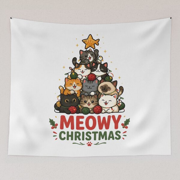 Item preview, Meowy Christmas Cute Cat Christmas Tree Design designed and sold by OliviaHayesArt.