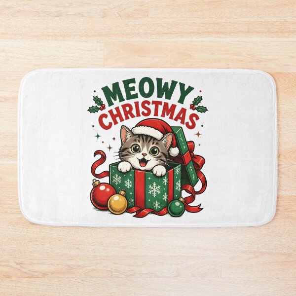 Item preview, Meowy Christmas Funny Cat Christmas Gift Box Design designed and sold by OliviaHayesArt.