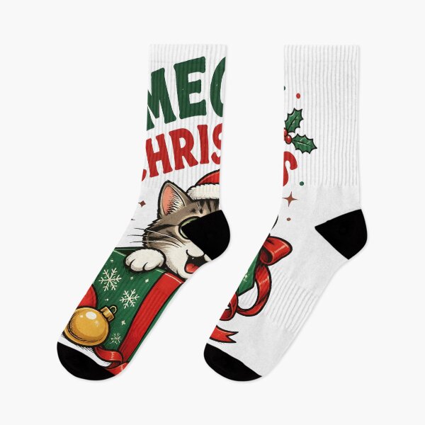 Item preview, Meowy Christmas Funny Cat Christmas Gift Box Design designed and sold by OliviaHayesArt.