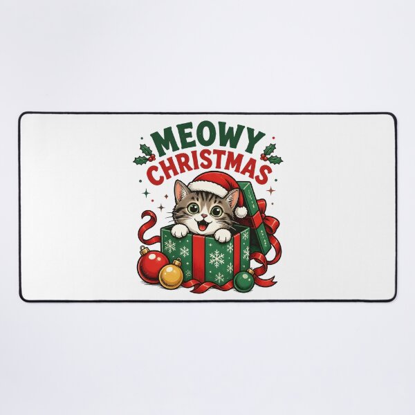 Item preview, Meowy Christmas Funny Cat Christmas Gift Box Design designed and sold by OliviaHayesArt.