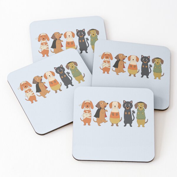 Item preview, Halloween Dachshunds in Cute Spooky Costume Party Lineup designed and sold by FreshVibe Prints.