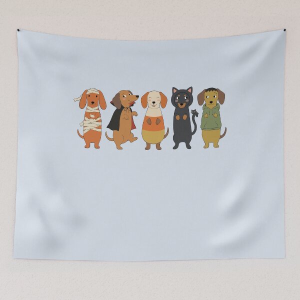 Item preview, Halloween Dachshunds in Cute Spooky Costume Party Lineup designed and sold by FreshVibe Prints.