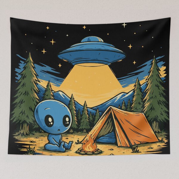 Item preview, Cute Alien Campsite Under the Stars designed and sold by ClubVacay.