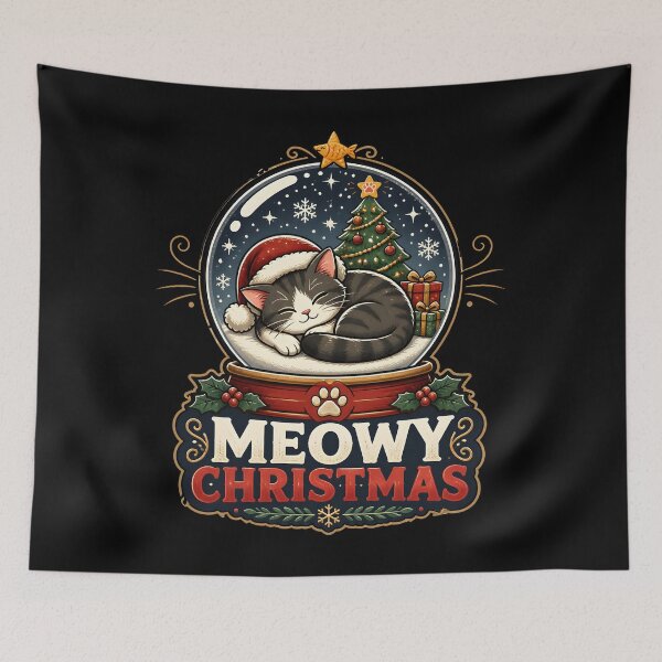 Item preview, Meowy Christmas Cat Snow Globe Holiday Design designed and sold by OliviaHayesArt.